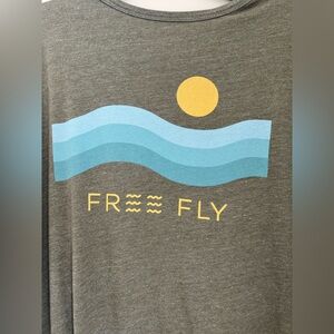 Free Fly Downstream Pocket Tee Shirt Mens XXL Gray Green Graphic Classic Fishing
